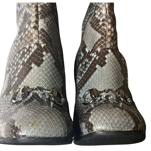 Gucci Aquamarine Blue Python Horse bit Knee-High Lillian Boots – Size 42– New - Picture 3 of 16